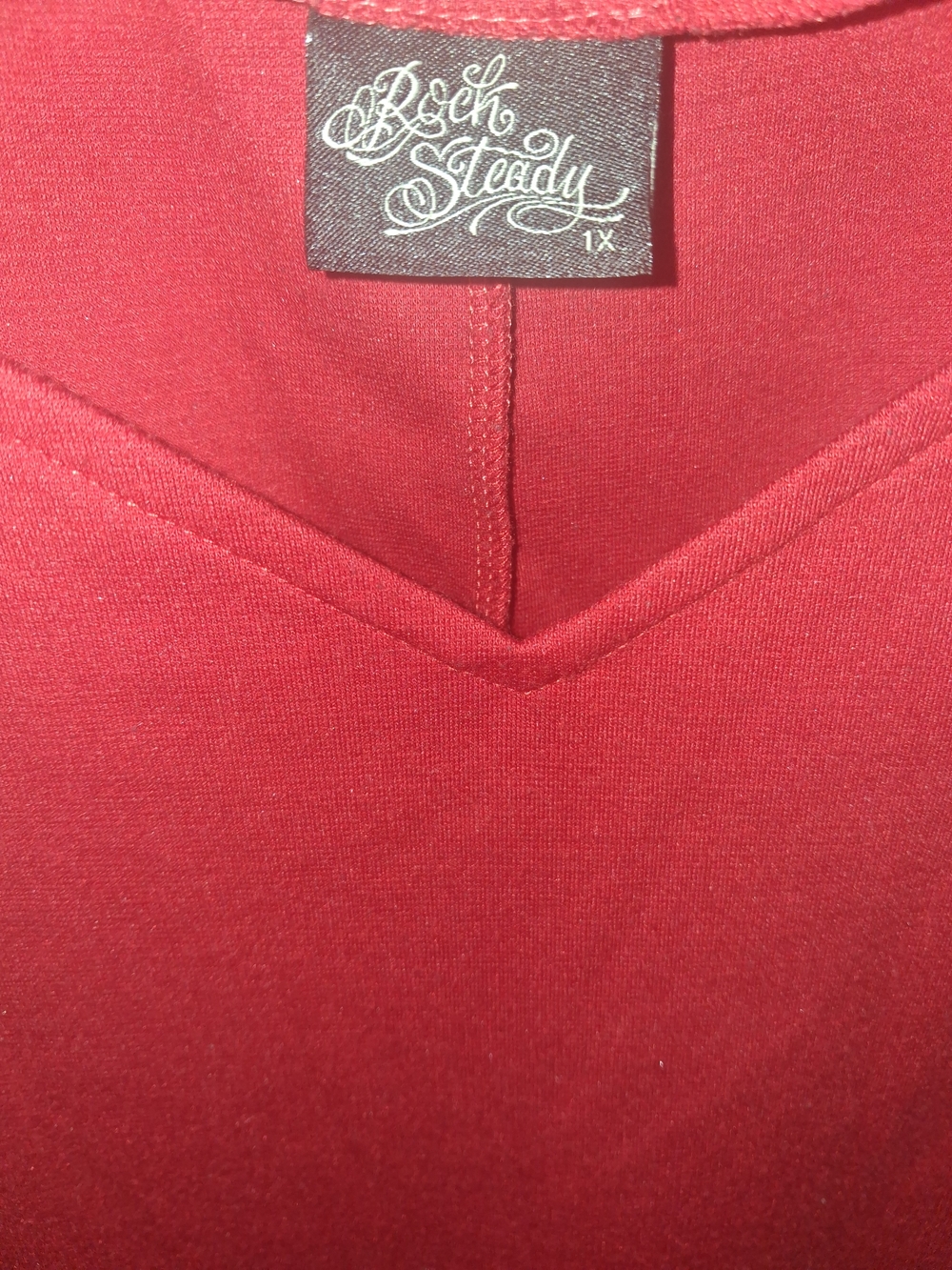 RockSteady Women's Deep Red V-Neck Short Sleeve Top